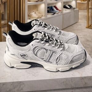 Dior Chrono Sneakers in White and Black